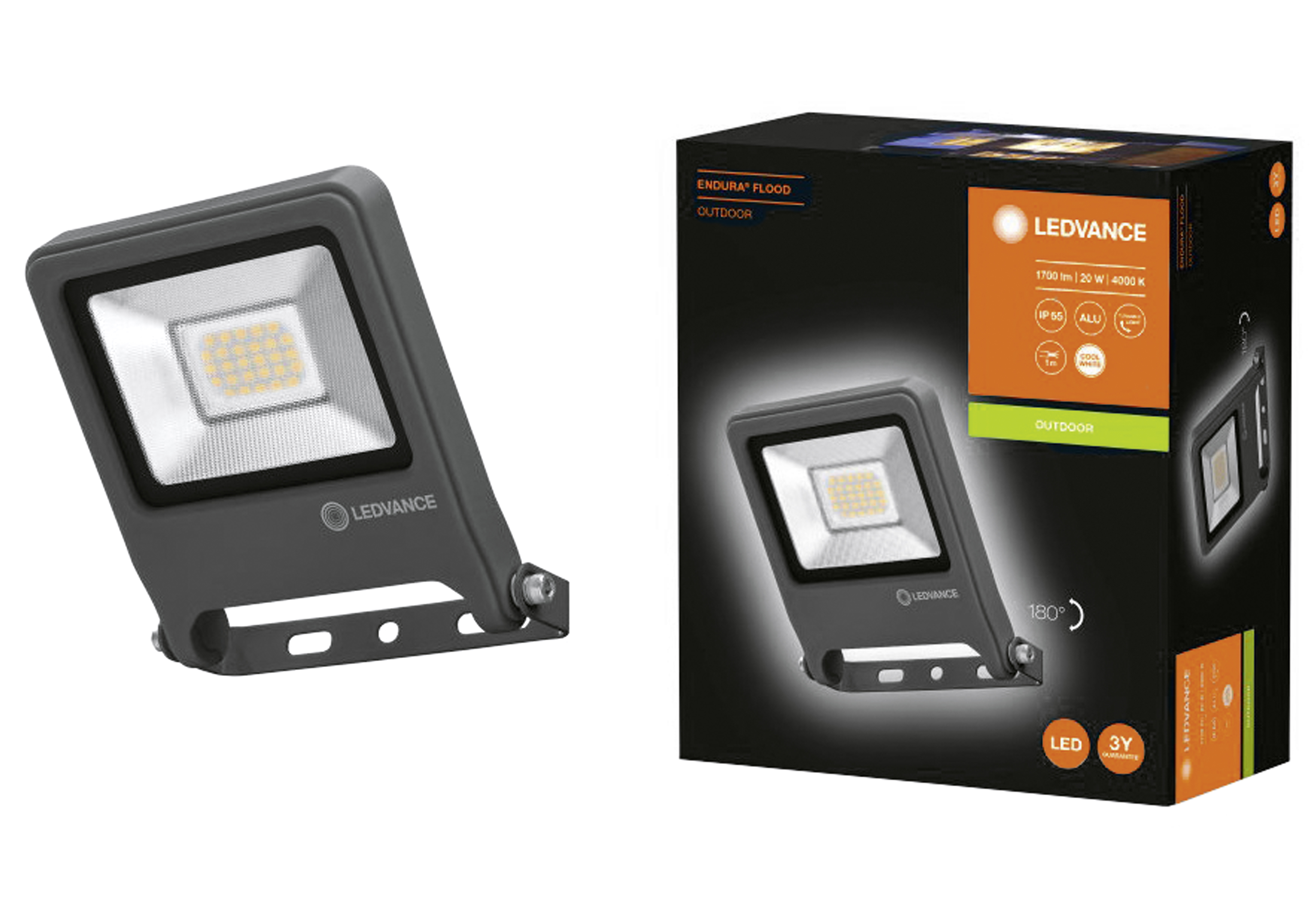 LED-Außen-Strahler 20W 840 1m Zul.