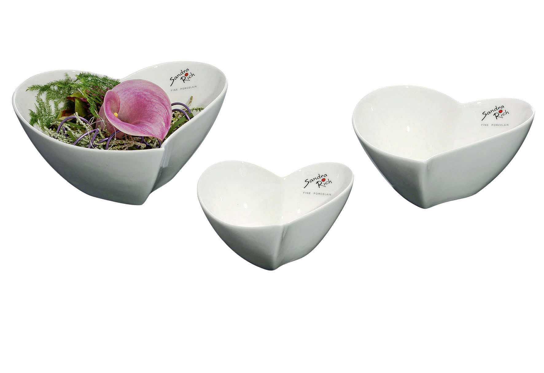 Schale Herz Porzellan 6cm Ø14cm weiß
