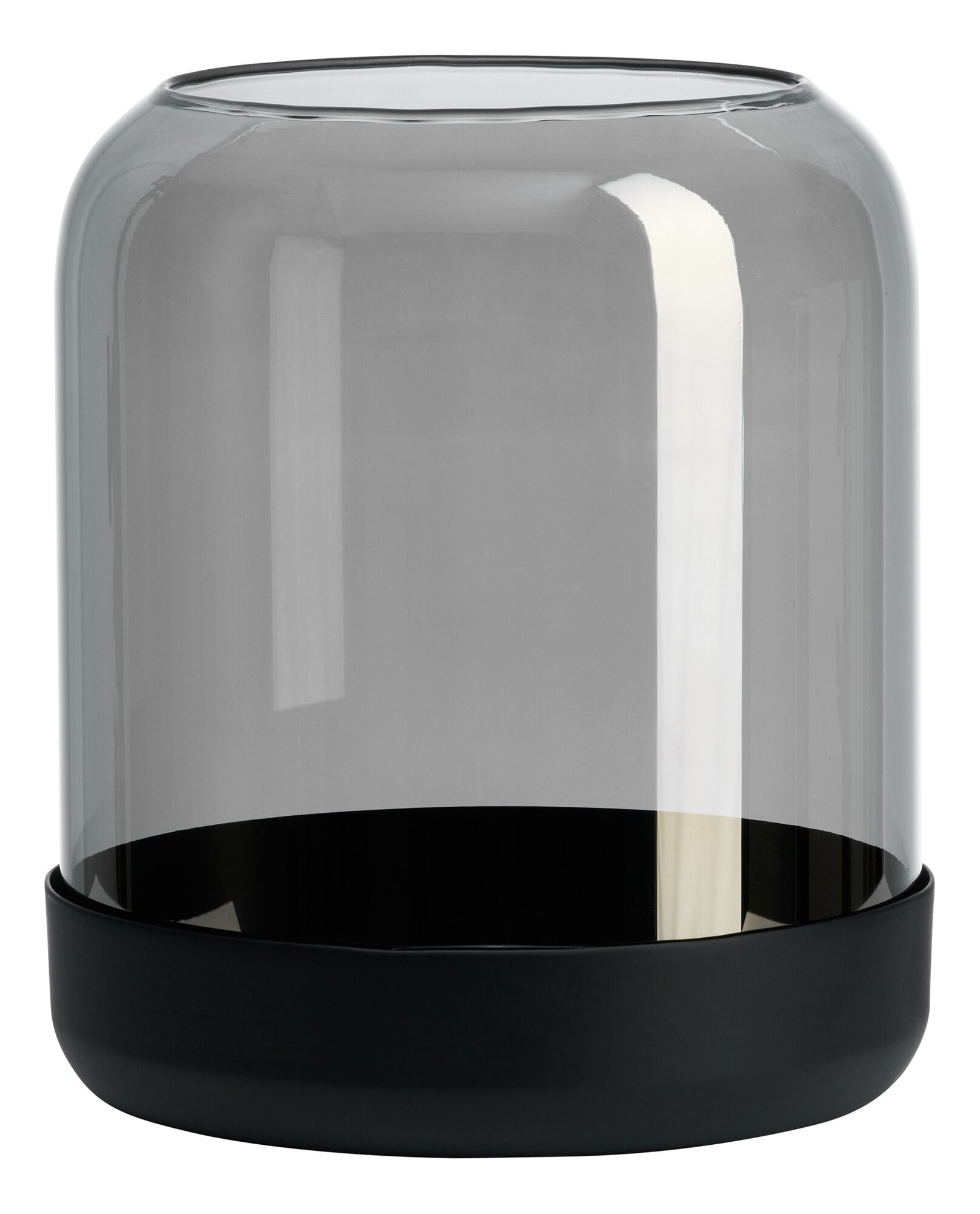 Glaswindlicht mit transparentem Aufsatz und schwarzem Sockel