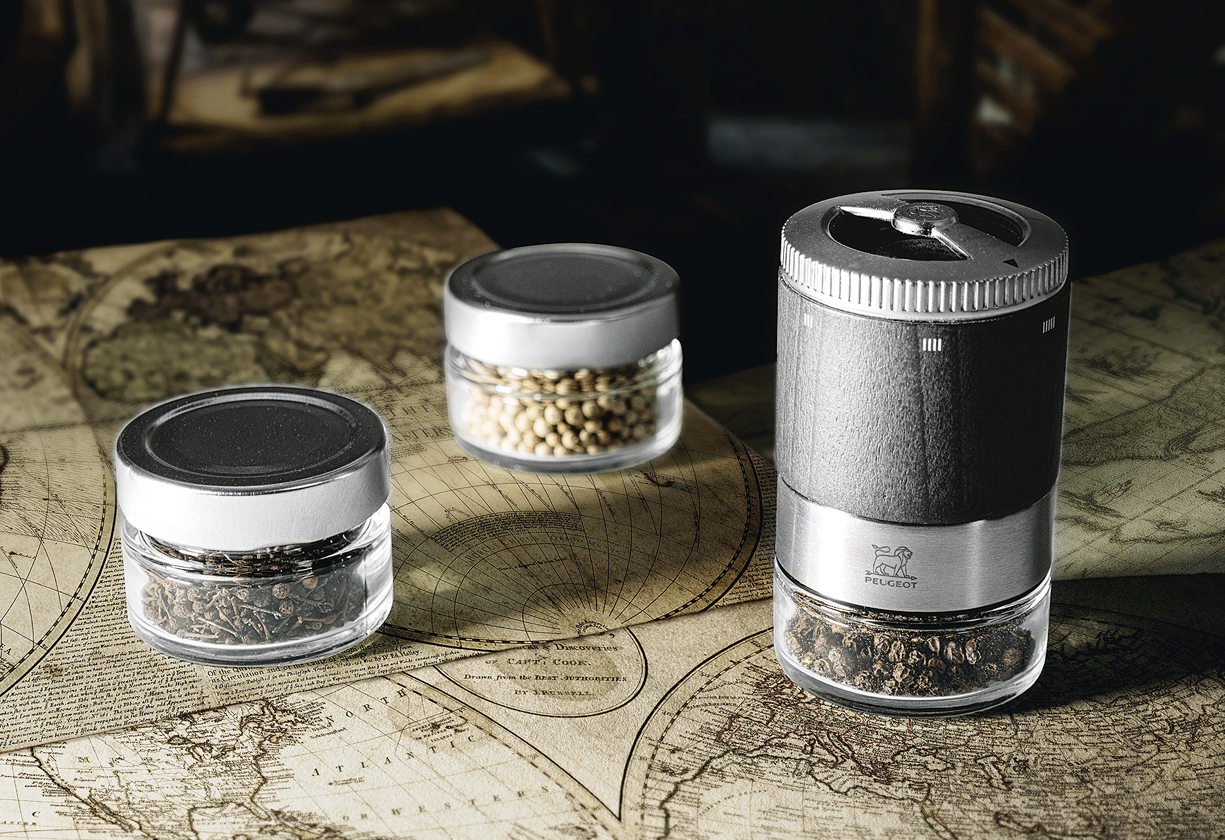 Pfeffermühle und 3 Vorratsgläser 'Pfefferbar u'Select'
