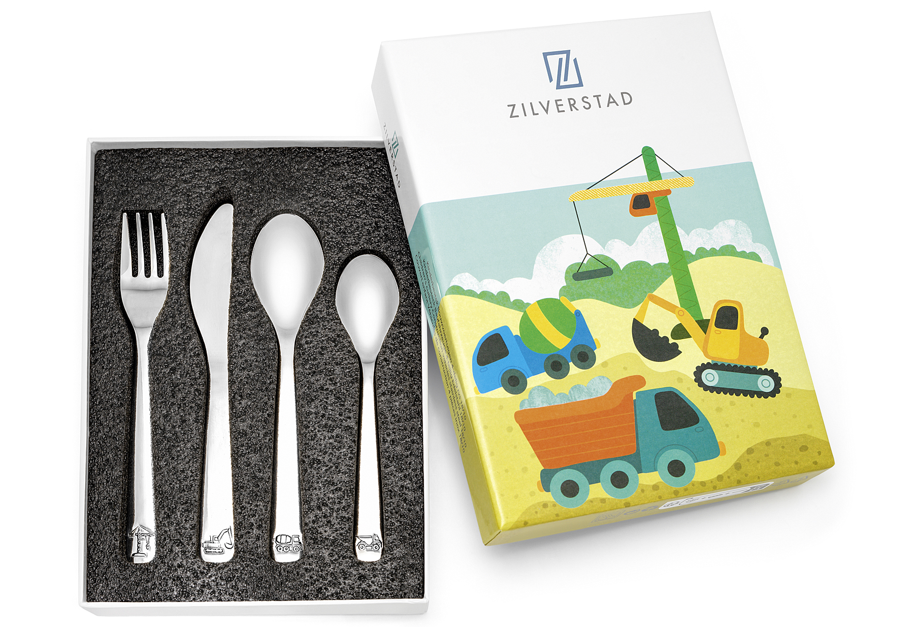 Kinderbesteck 'Baufahrzeuge' 4-teilig