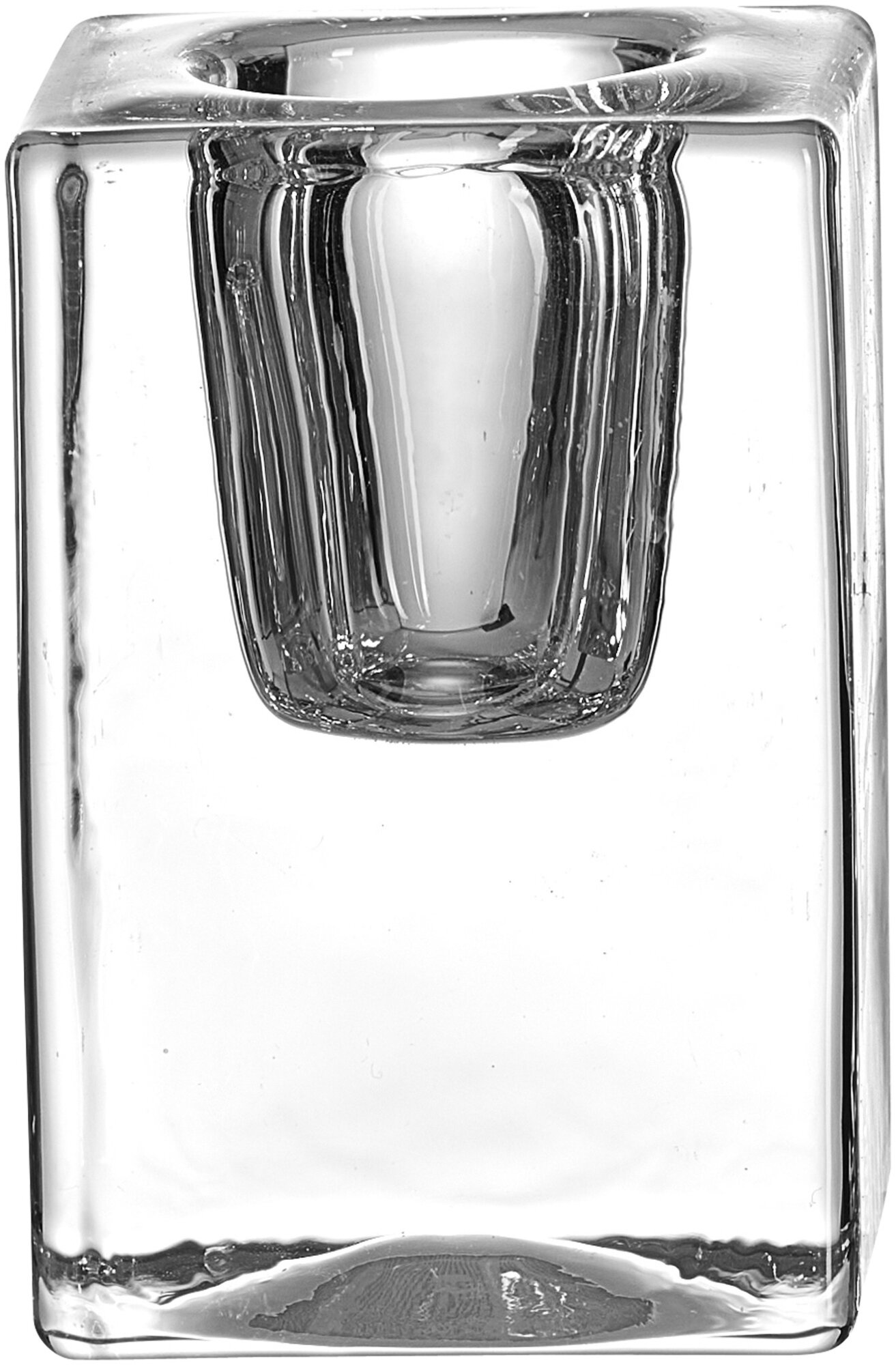 Quadratischer Glas-Teelichthalter aus klarem Glas