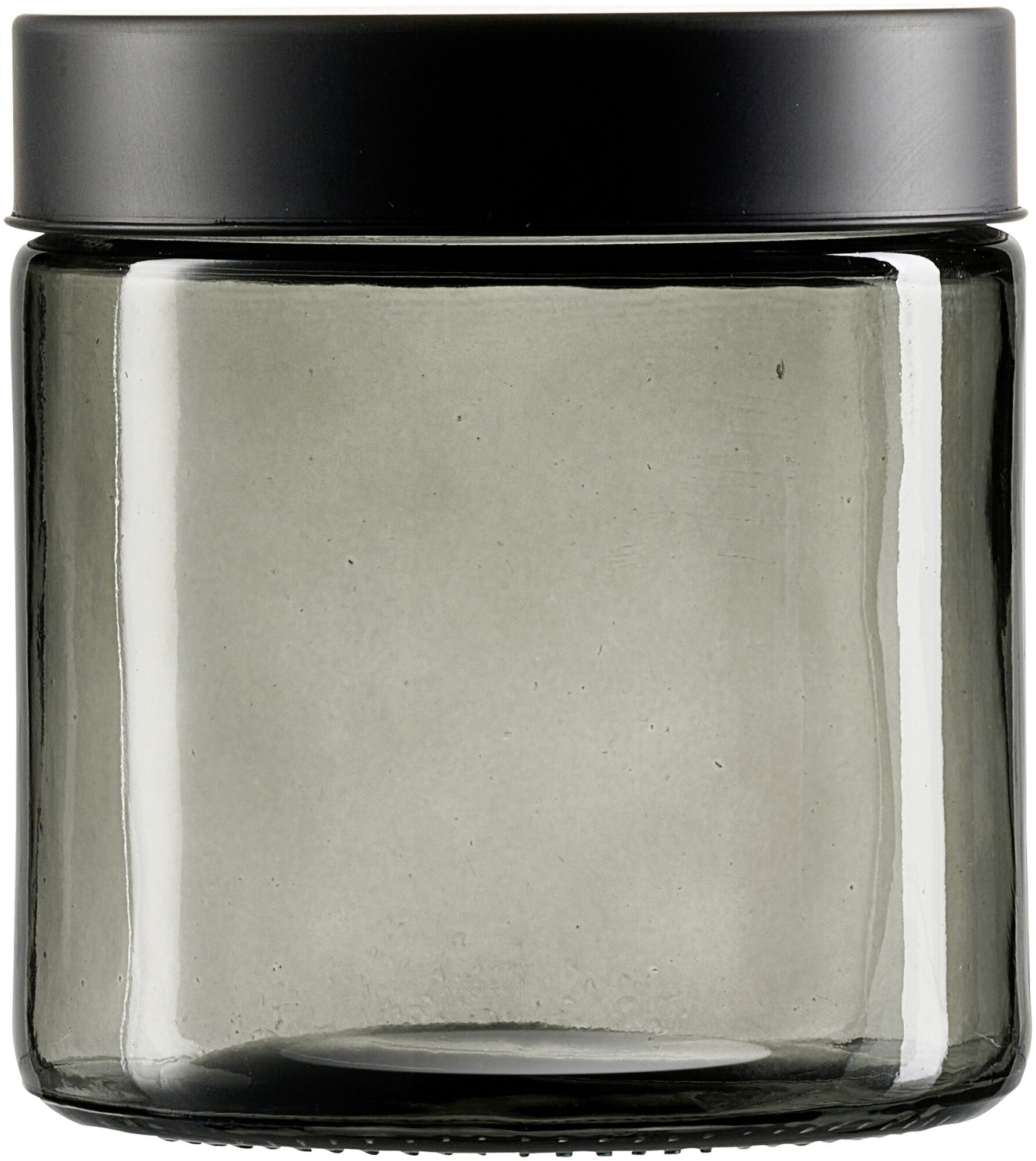 Runde Glas Vorratsdose mit schwarzem Schraubdeckel