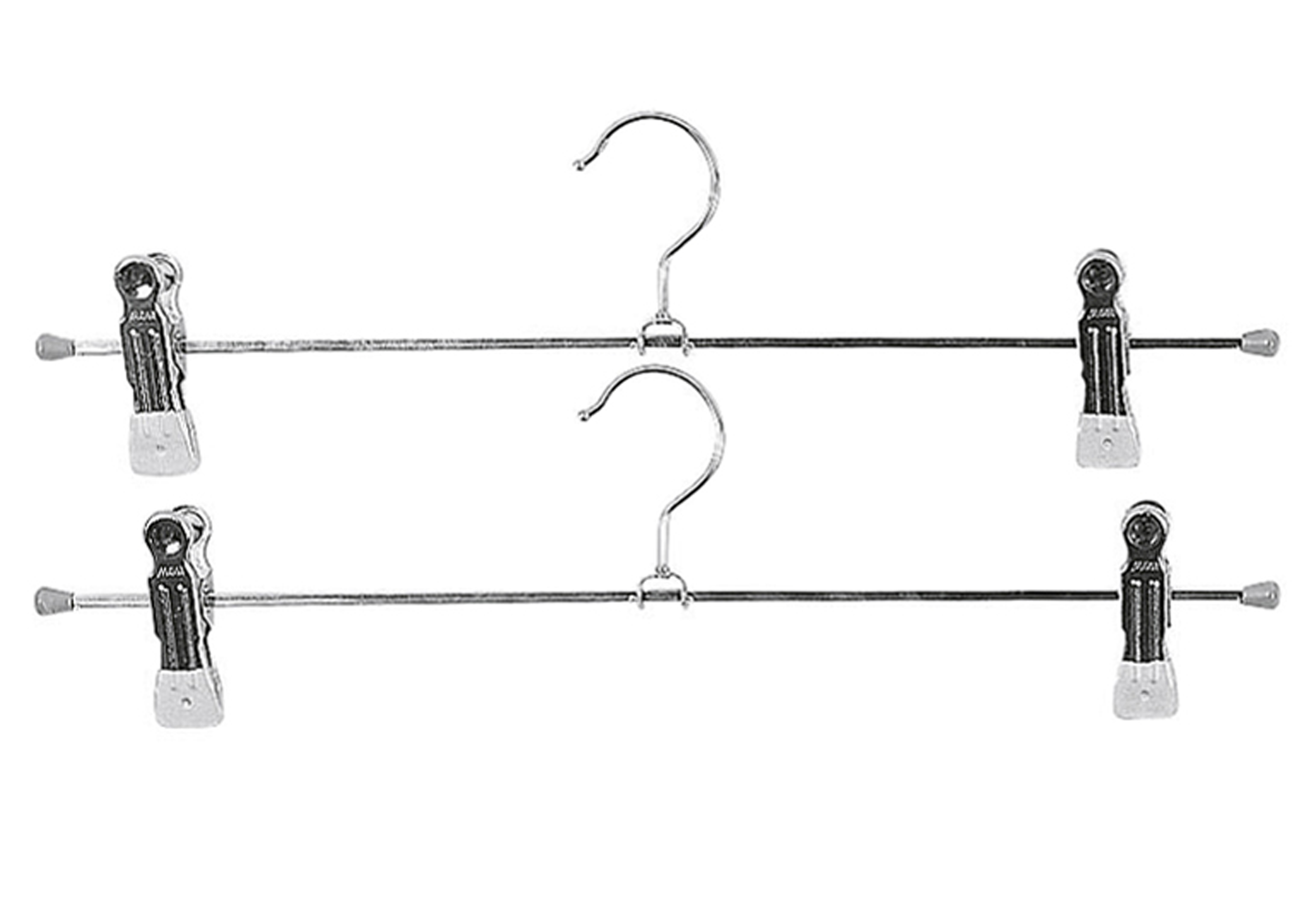 Klemm-Hosenbügel Superclip Metall mit 2 Clips 40cm silber 2er Pack