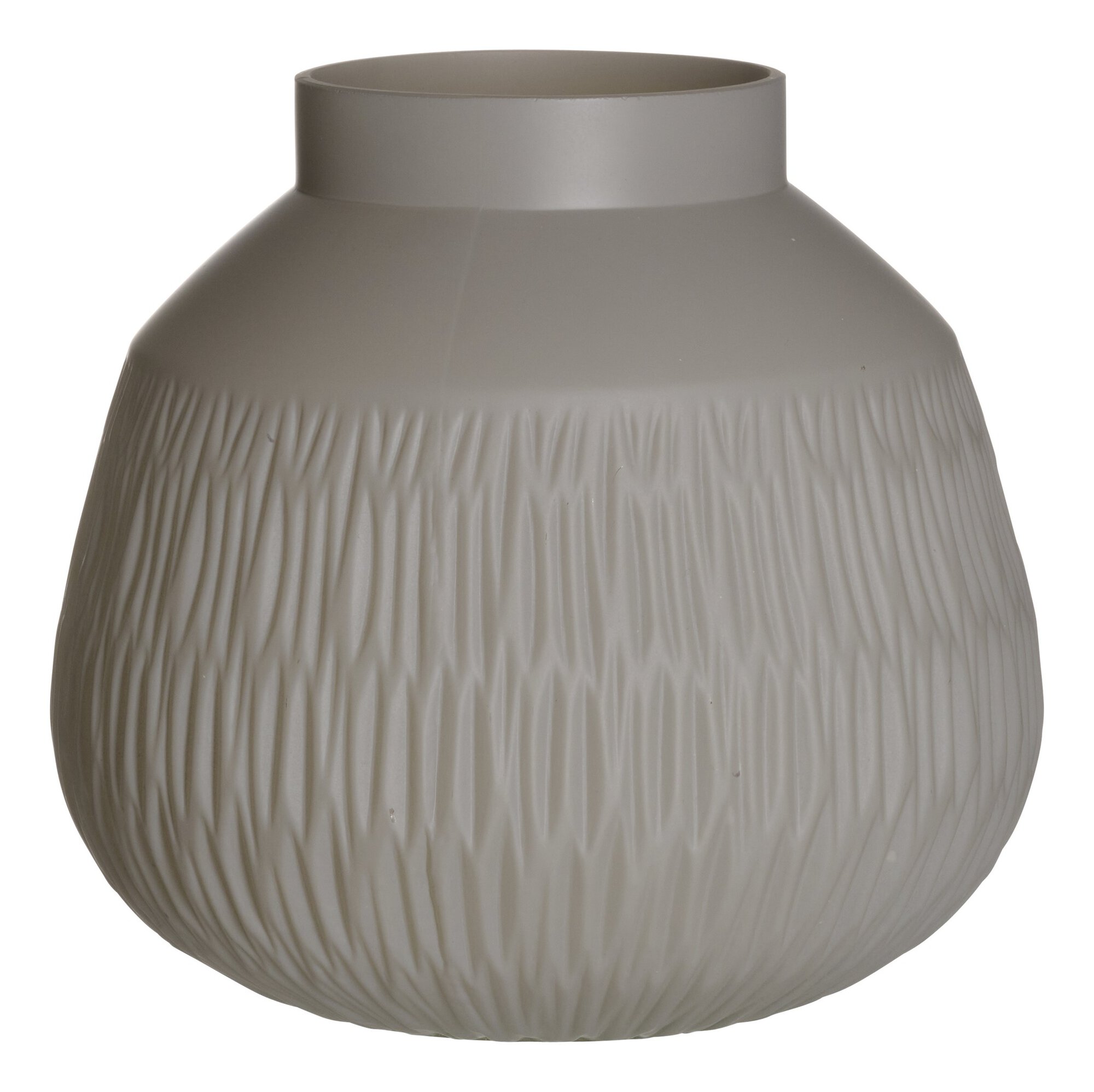 Graue Vase mit eingraviertem Muster aus Keramik