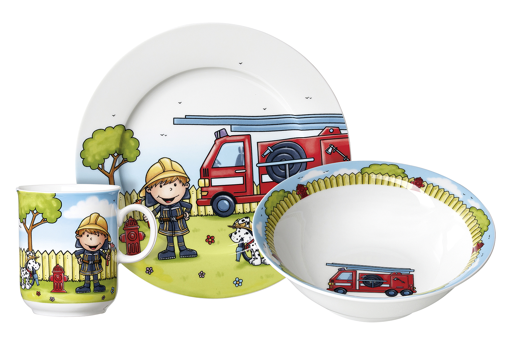 Kindergeschirrset Feuerwehrmann "Bernie" 3-teilig