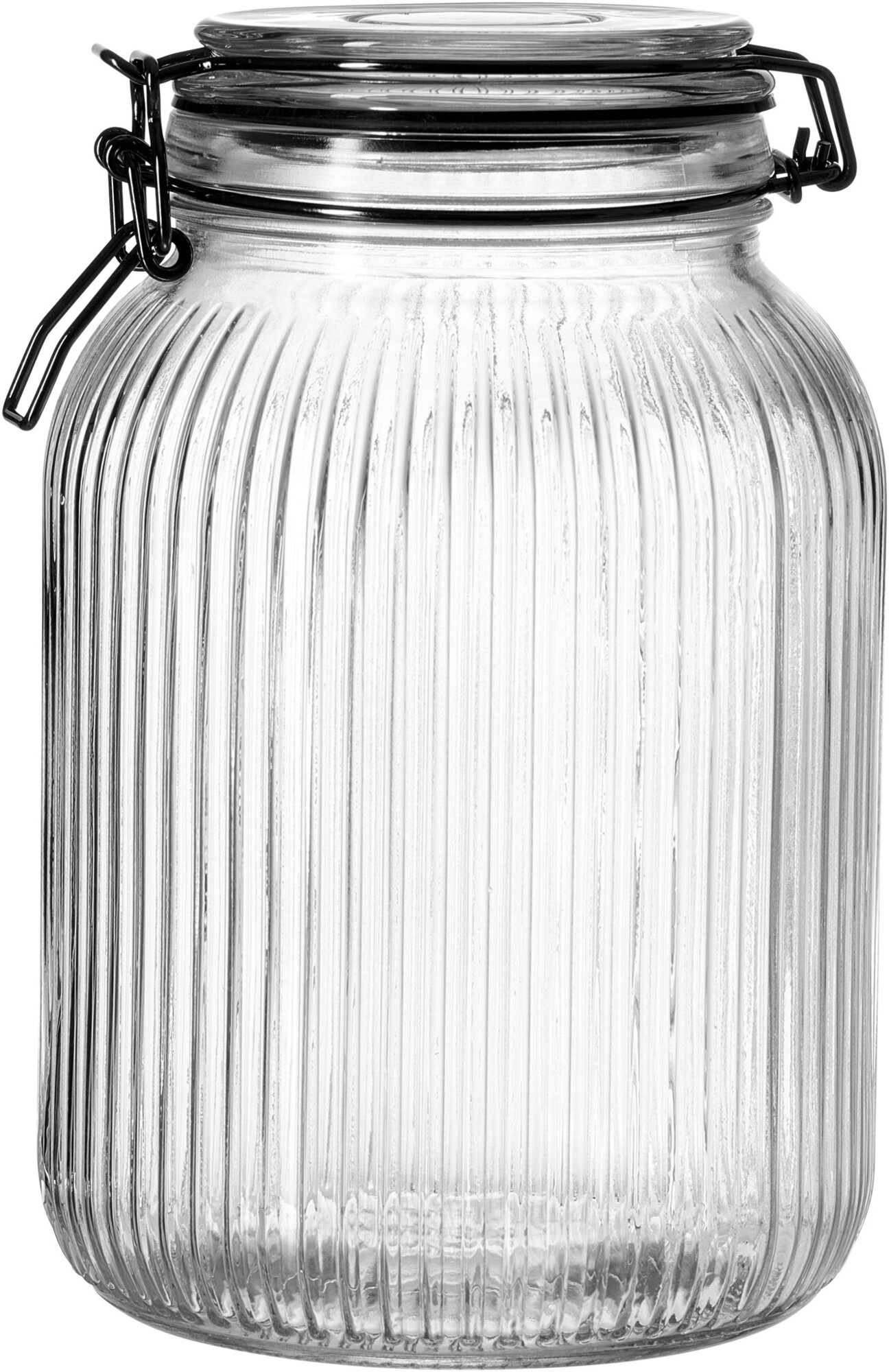 Einmachglas aus Klarglas mit Rippenstruktur und Bügelverschl