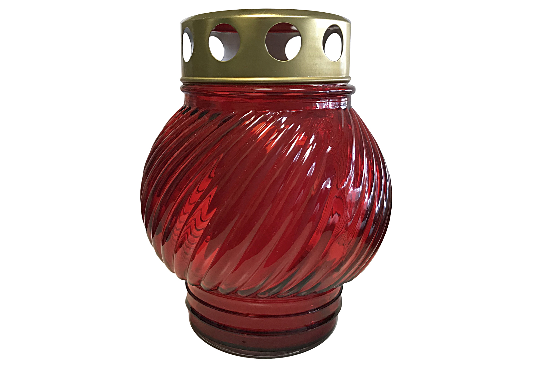 Grablampe Glas mit Golddeckel bauchig Nr.72 14cm