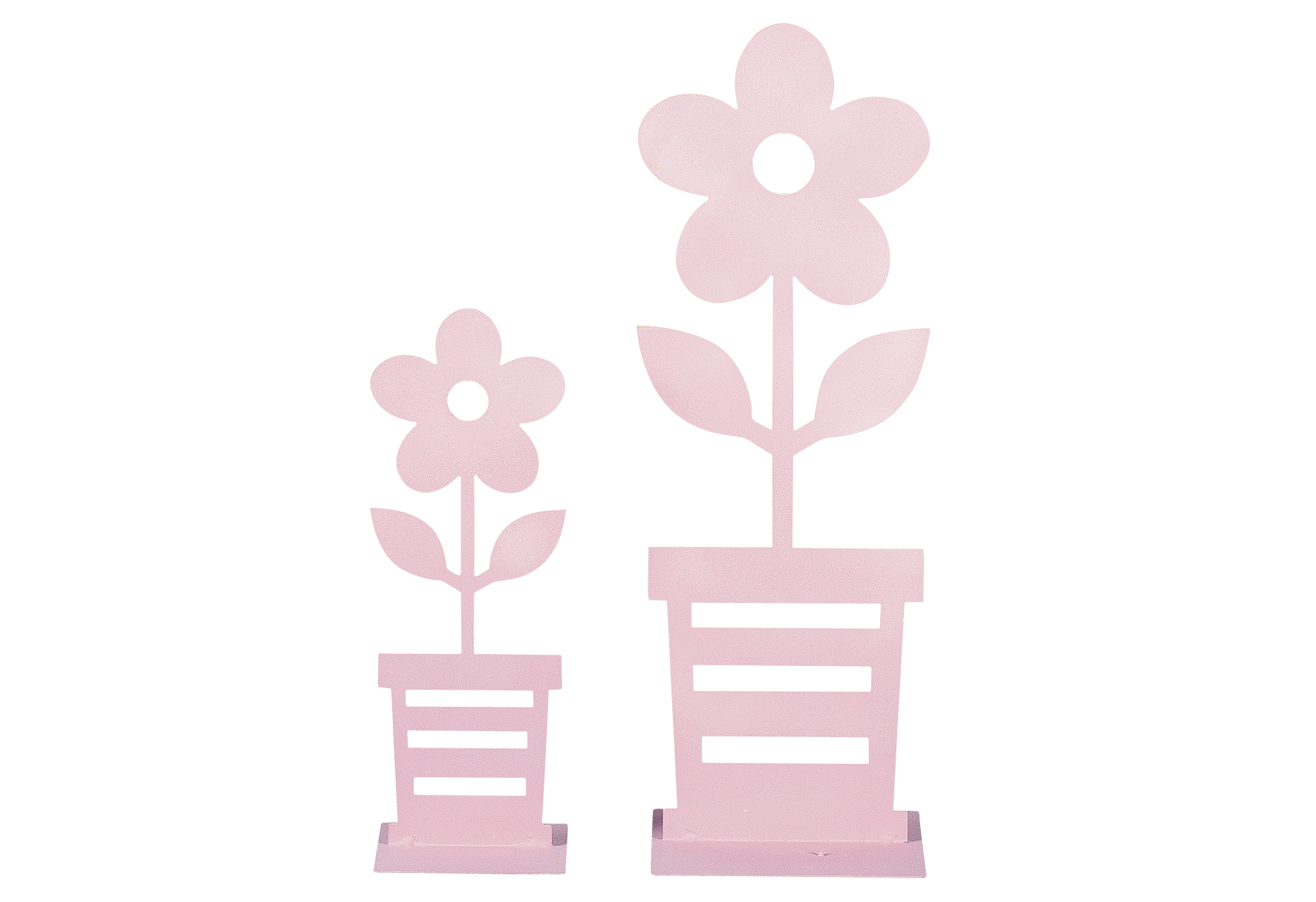 Deko-Objekt Blume Metall in verschiedenen Größen rosa 2er Satz