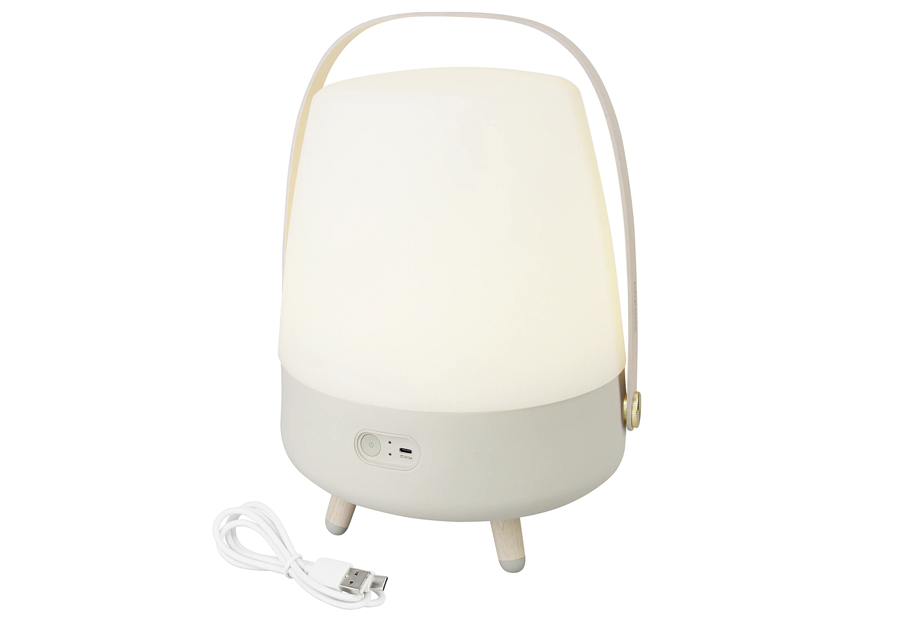 Akku-Leuchte mit Griff und FÃ¼ÃŸen aus Holz, integrierter Bluetooth-Lautsprecher 'Lite-up Play' Sand