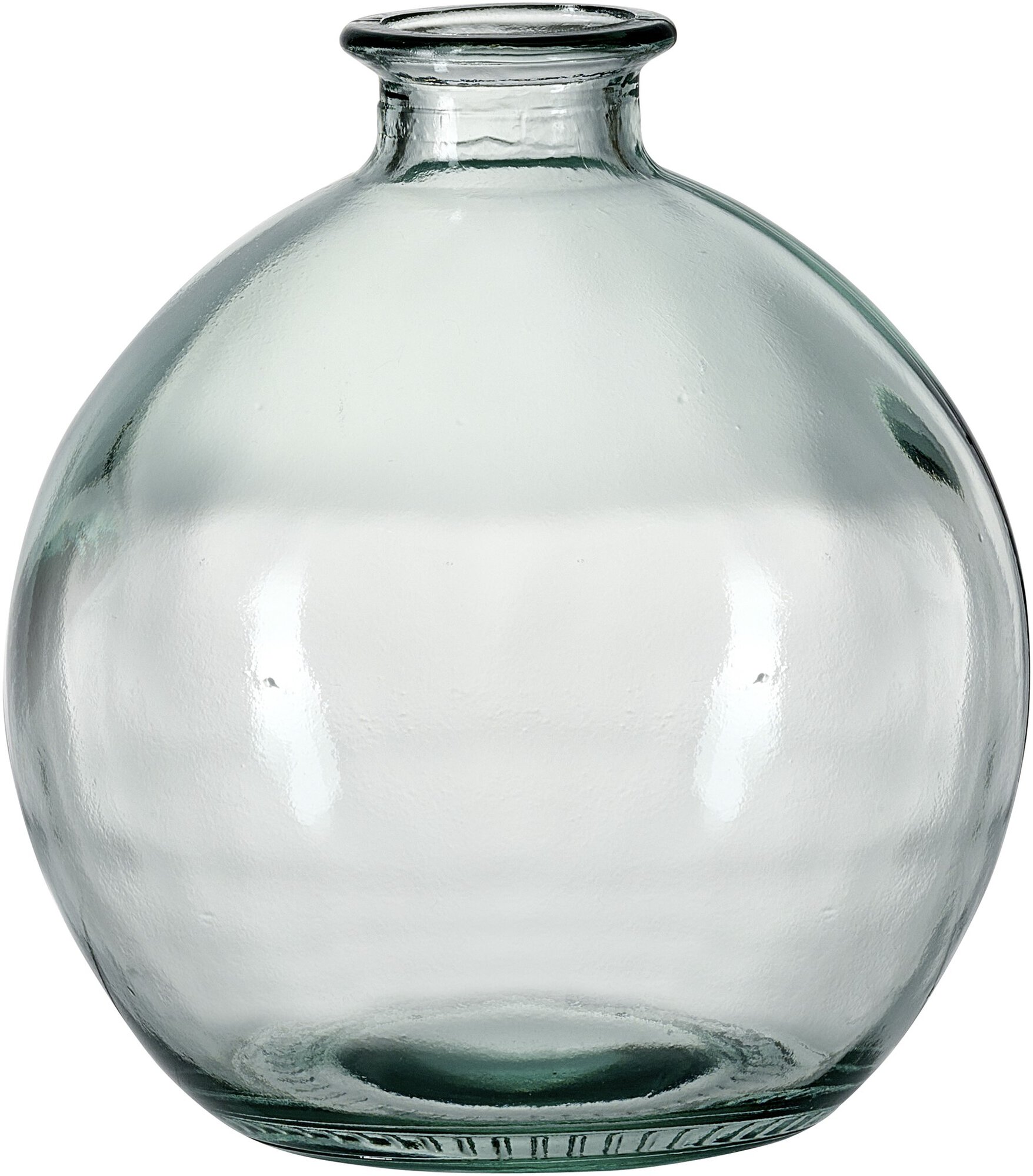 Transparente runde Glasvase mit schmalem Hals
