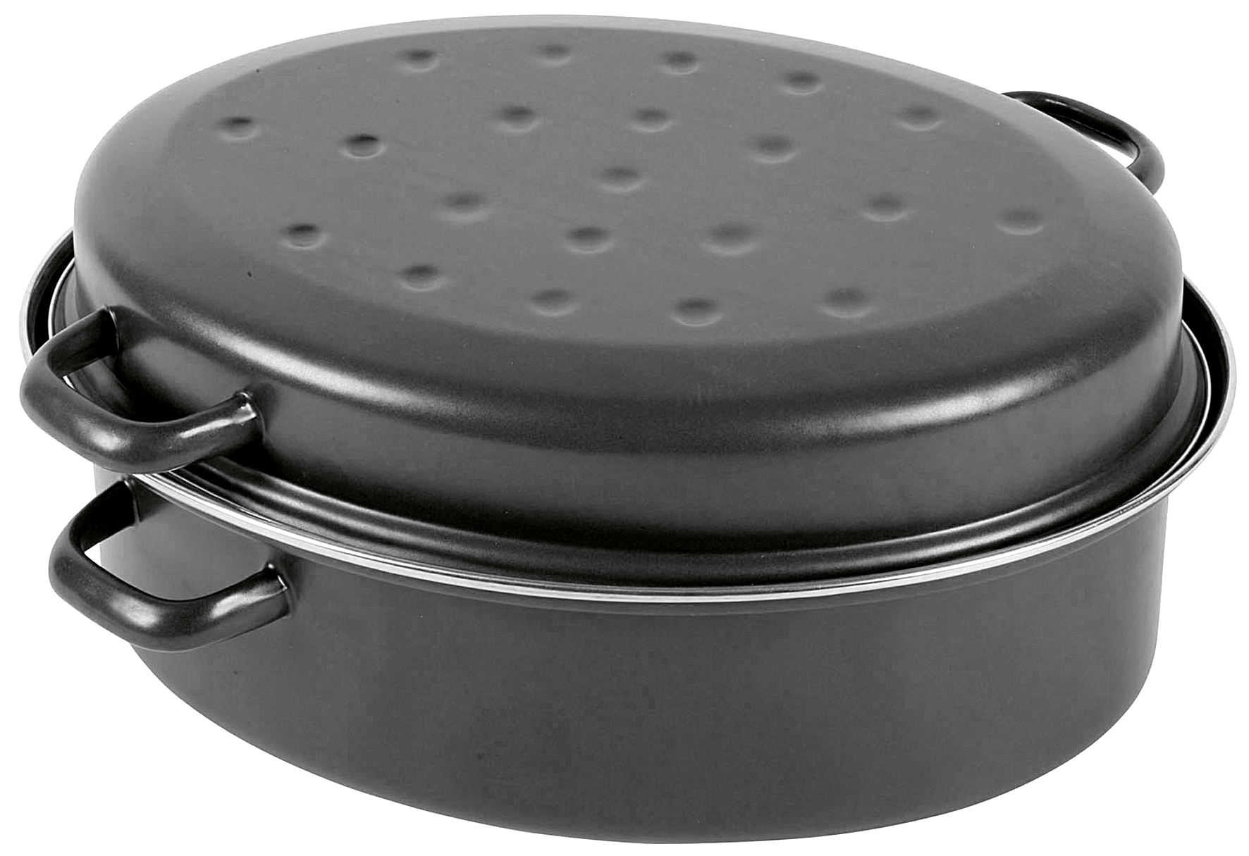 Gänsebräter oval 10,5 l Ø42cm emailliert schwarz matt