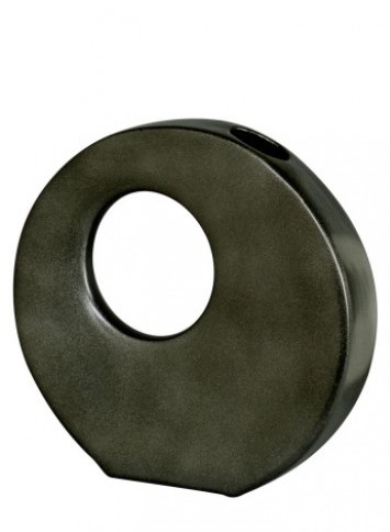 Vase mit Loch Keramik 38x36cm schwarz