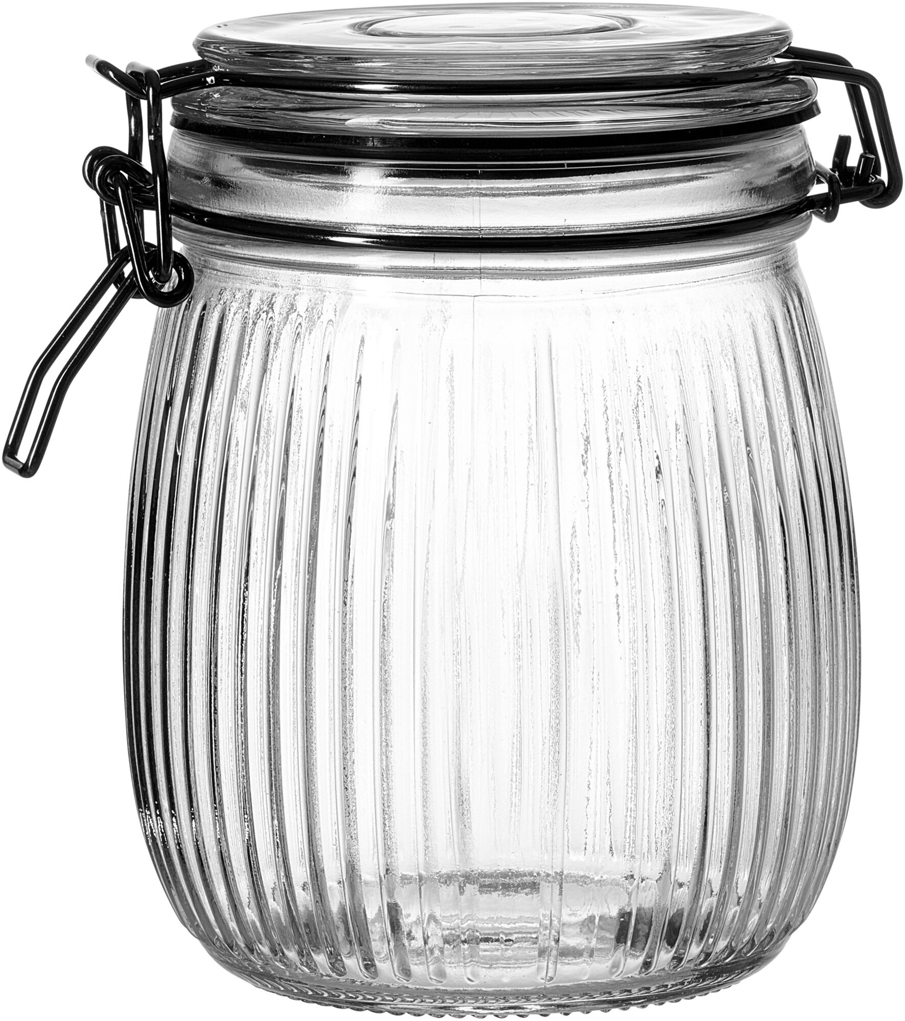 Klares Vorratsglas mit Bügelverschluss und Rillenstruktur